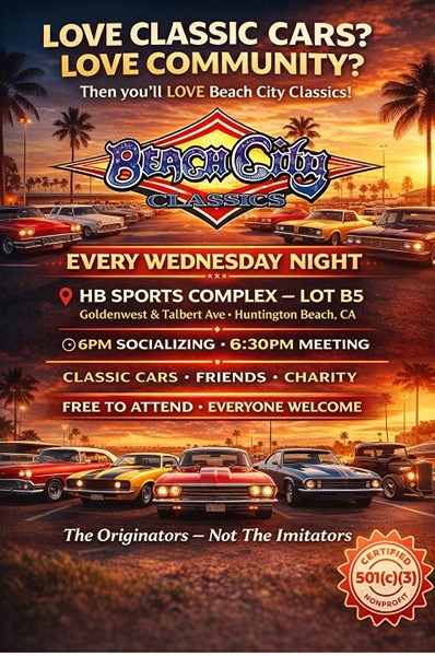 Beach City Classics Car Meet flyer 2026